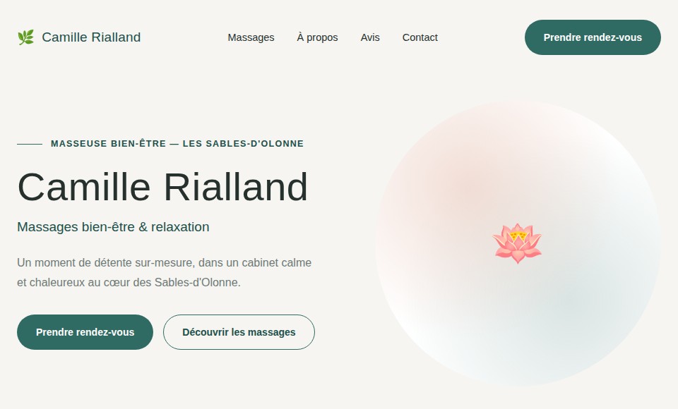 Page d'accueil du site de démonstration Camille Rialland