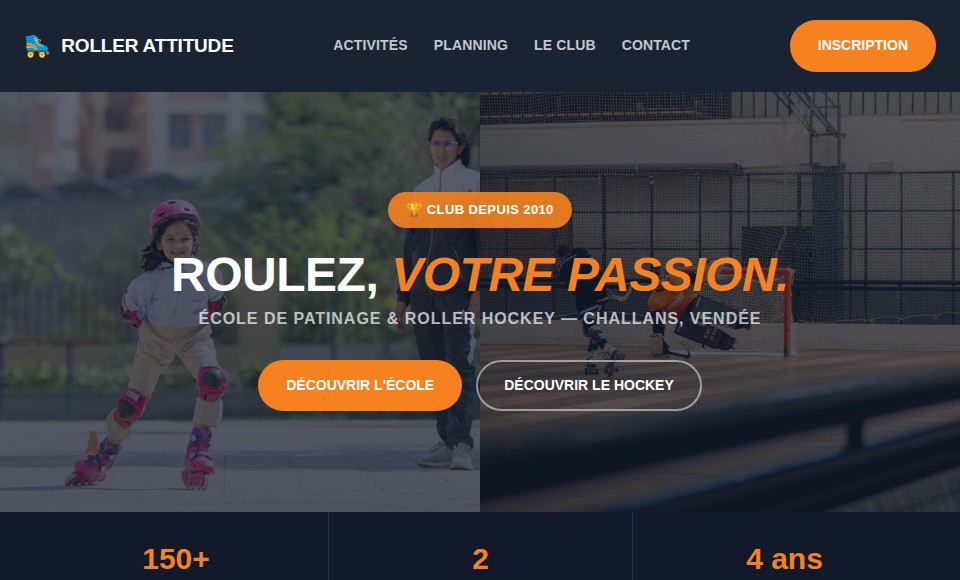 Page d'accueil du site de démonstration Roller Attitude